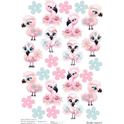 Flamingós kislány gyerek bicikli matrica - 25 db-os