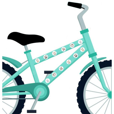 Erdei állatos bicikli matrica, menta - 12 db-os