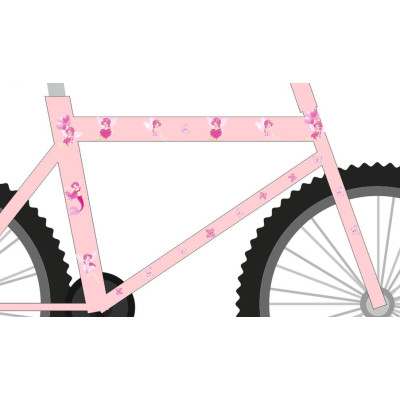 Pink tündéres gyerek kerékpár matrica - 26 db-os