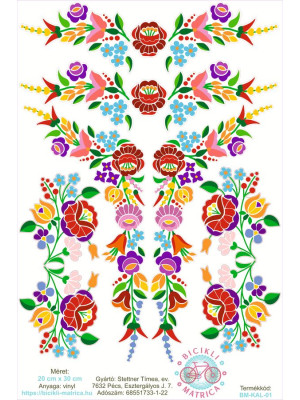 Kalocsai kerékpár matrica - 6 db-os