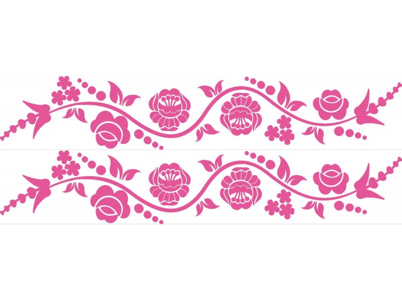 Kalocsai virágos kerékpár matrica, pink (1 pár)