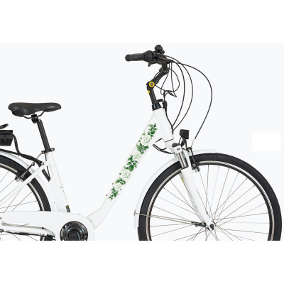 Fehér rózsás virágos női bicikli matrica - 4 db-os szett