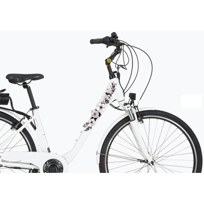 Fekete és fehér virágos női kerékpár matrica - 4 db-os szett