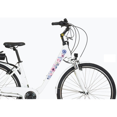 Mályva és kékeslila virágos női kerékpár matrica - 4 db-os szett