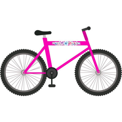 Lila, pink, kék virágos női kerékpár matrica - 4 db-os szett