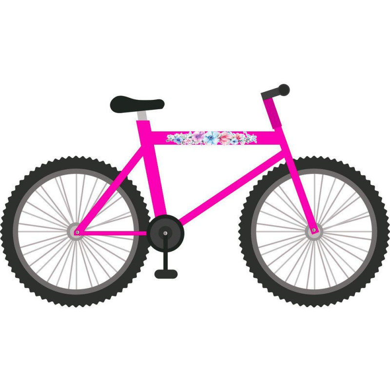 Lila, pink, kék virágos női kerékpár matrica - 4 db-os szett