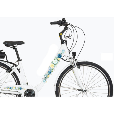 Sárga és kék rózsás női kerékpár matrica - 4 db-os szett