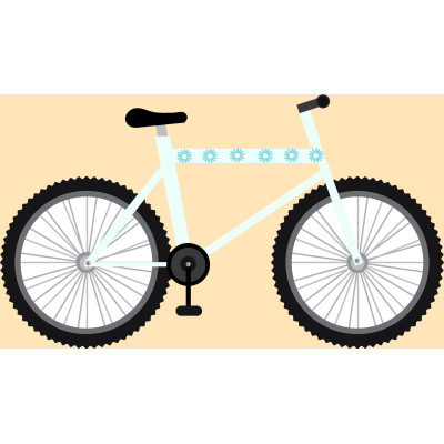 Türkizkék virágos kerékpár matrica - 26 db-os
