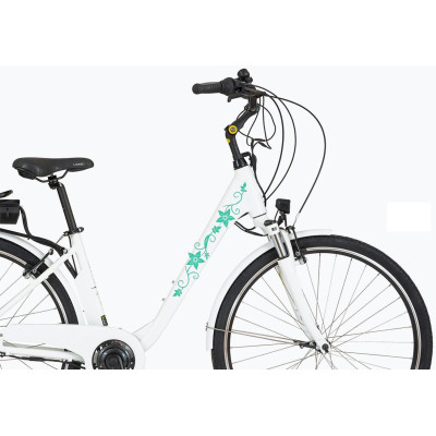 Női menta zöld virágos kerékpár matrica (PRÉMIUM) - 2 db