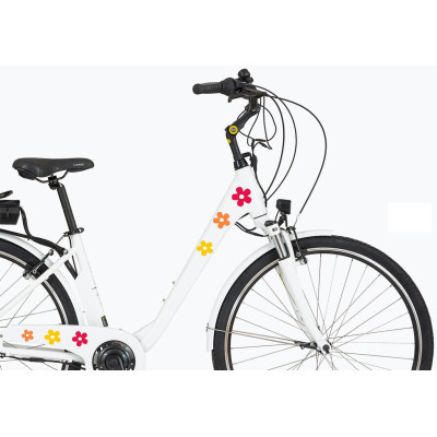 Virágos kerékpár matrica, piros, sárga - 55 db-os