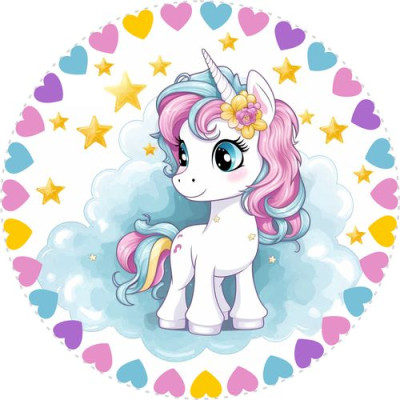 Egyszarvú kerek gyerek kerékpár matrica kormány alatti vázra