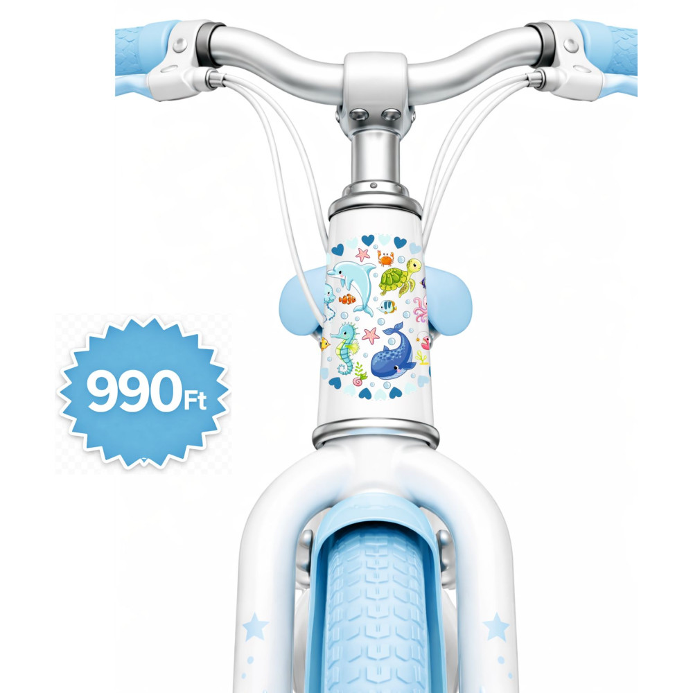 Óceán állatai kerek gyerek kerékpár matrica kormány alatti vázra