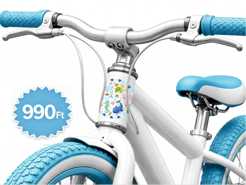 Óceán állatai kerek gyerek kerékpár matrica kormány alatti vázra