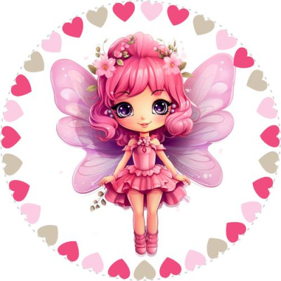 Pink Tündér Kislány kerek gyerek kerékpár matrica kormány alatti vázra