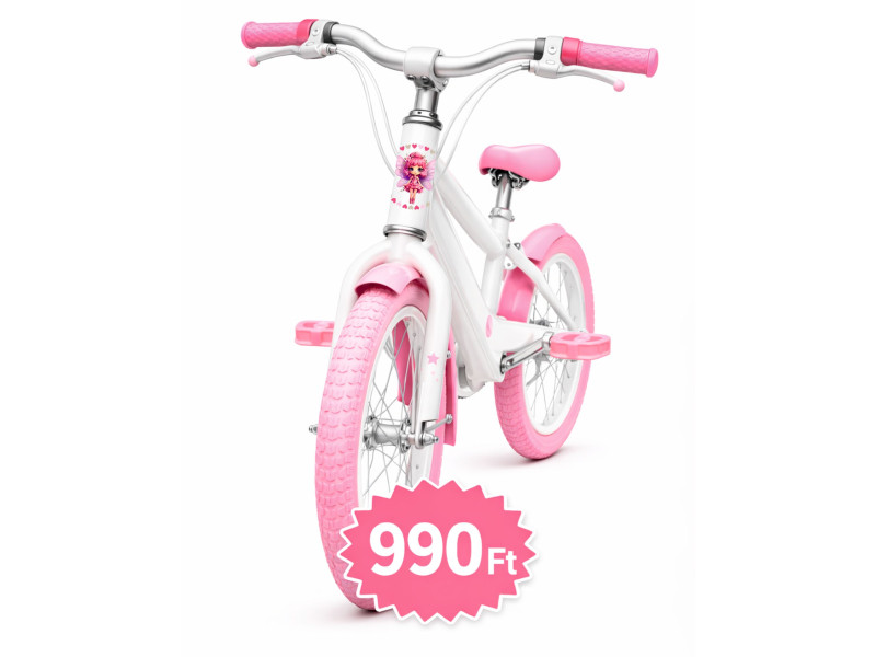 Pink Tündér Kislány kerek gyerek kerékpár matrica kormány alatti vázra