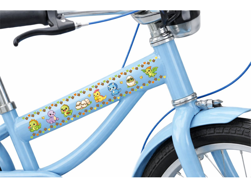 Dinoszauruszos gyerek kerékpár váz matrica csík, egyben lehúzható  - 4 db