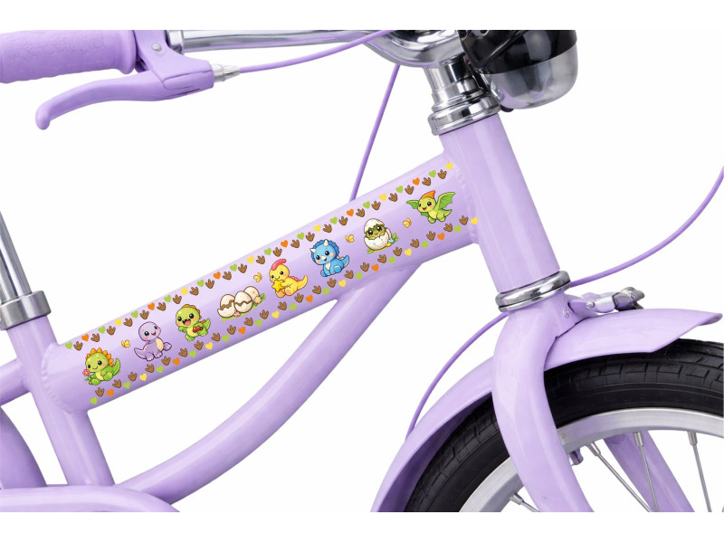 Dinoszauruszos gyerek kerékpár váz matrica csík, egyben lehúzható  - 4 db