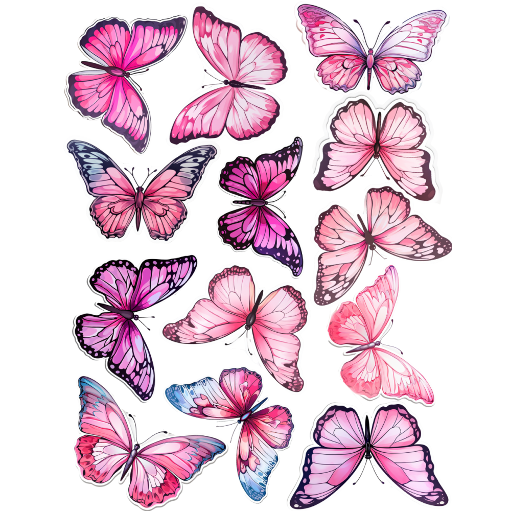 Pillangós bicikli matrica. rózsaszín - 16 db-os Pillangós bicikli matrica. rózsaszín - 16 db-os