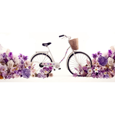 Lila, pink rózsa virágos női kerékpár matrica - 4 db-os szett