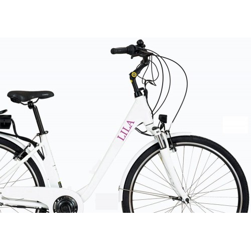 LILA névre szóló, neves bicikli matrica, nagybetűs  - 2 db (1 pár)