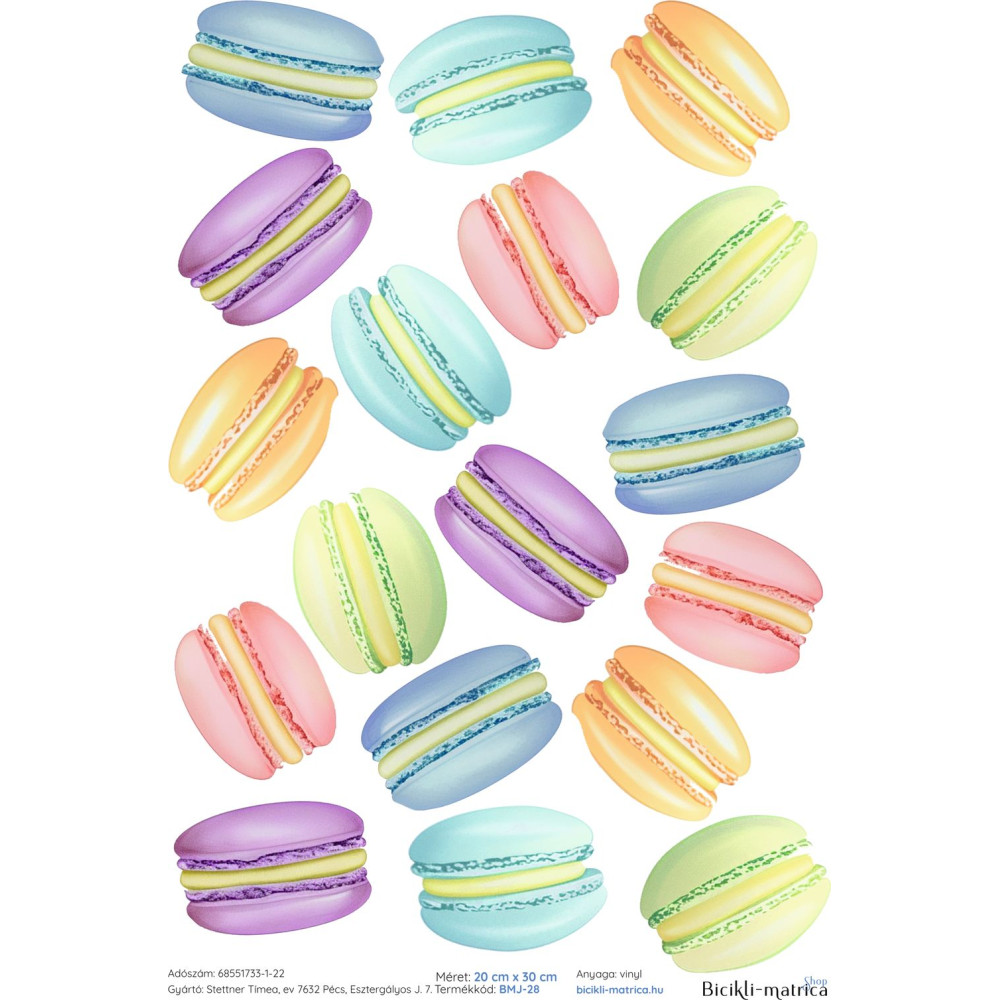 Macaron pasztell színes kerékpár matrica szett - 18 db-os