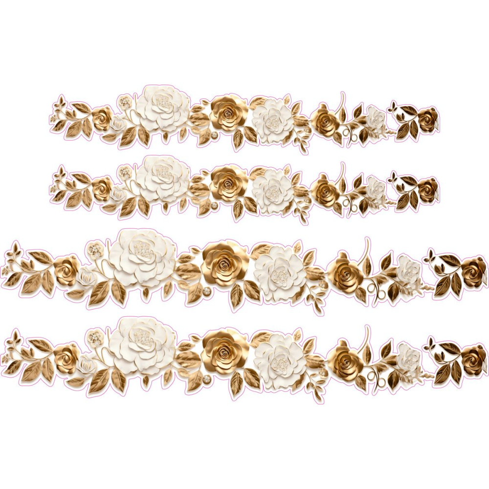 Arany és fehér virágos női kerékpár matrica - 4 db-os szett