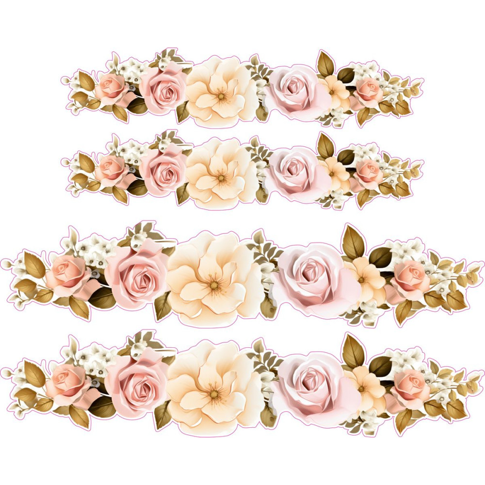 Barack és pasztell púder rózsaszín virágos női kerékpár matrica - 4 db-os szett