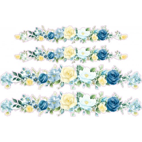 Sárga és kék rózsás női kerékpár matrica - 4 db-os szett Sárga és kék rózsás női kerékpár matrica - 4 db-os szett