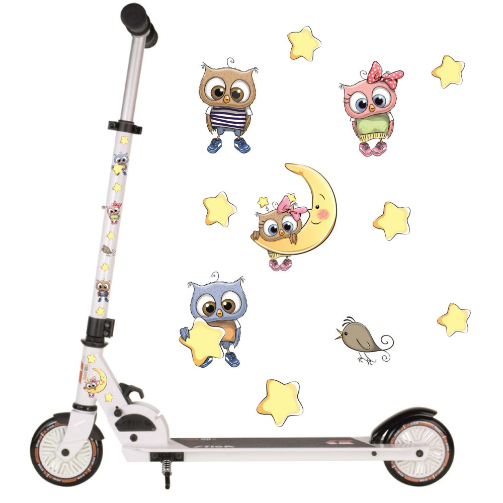 Baglyos, csillagos roller, dekorációs matrica - 35 db-os szett