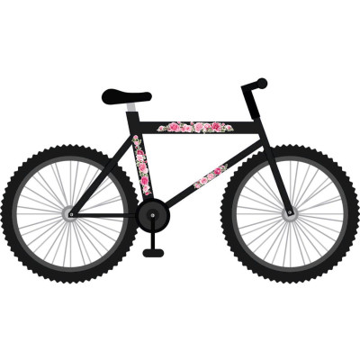 Pink rózsás és sok virágos női kerékpár matrica - 6 db-os szett