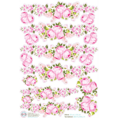 Virágos, rózsás kerékpár matrica - 16 db-os