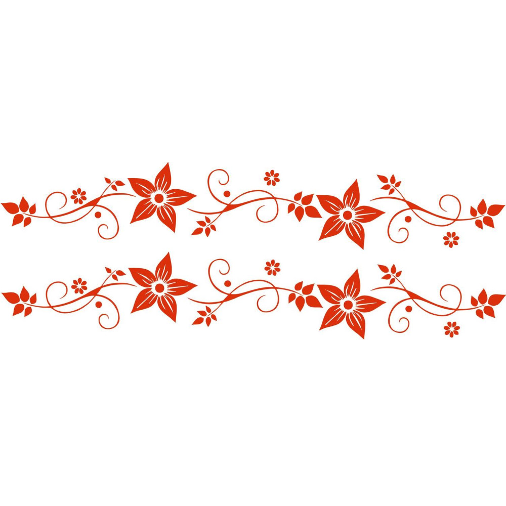 Bicikli matrica, virágos, piros (fehér biciklire) - 2 db