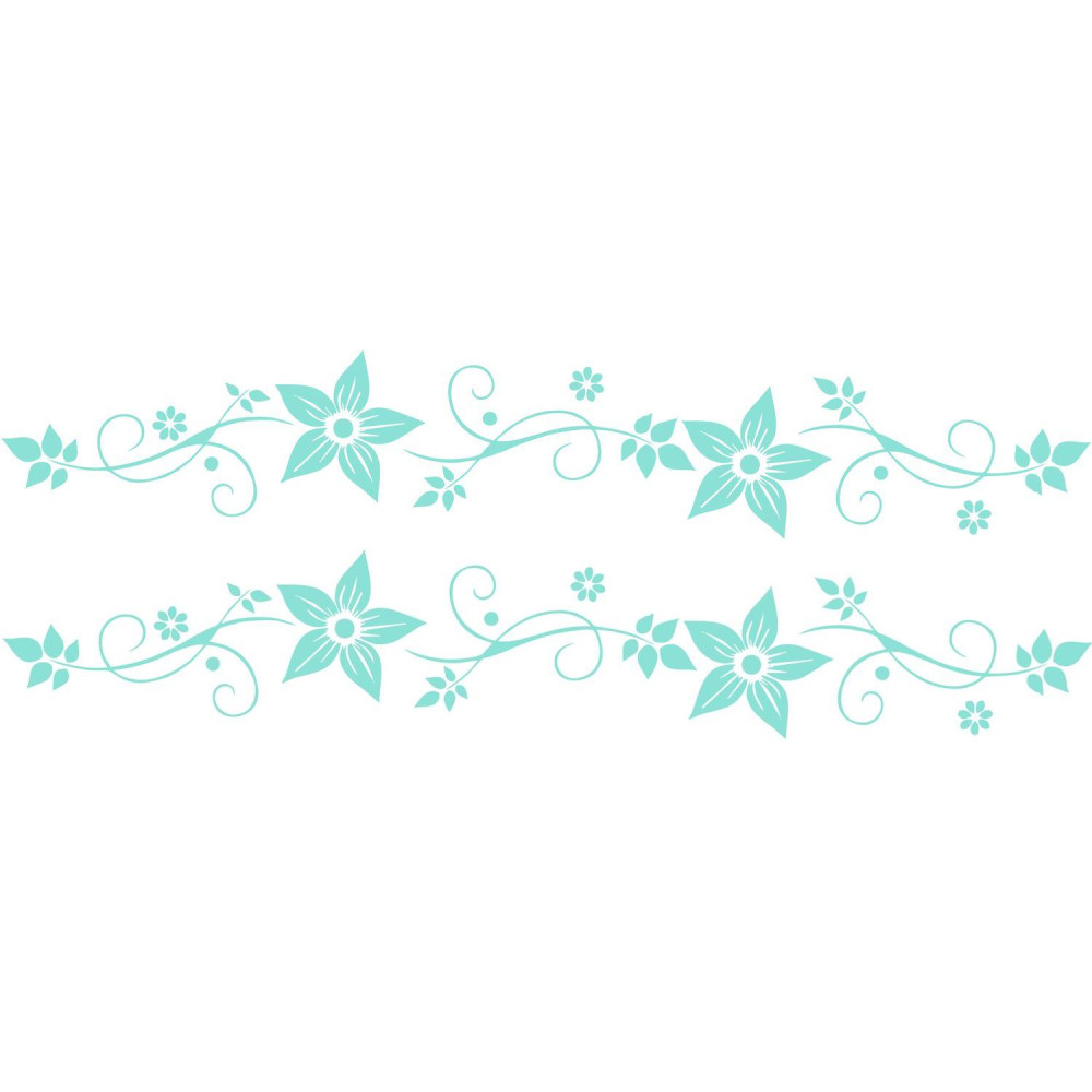 Bicikli matrica, virágos, menta (fehér biciklire) - 2 db