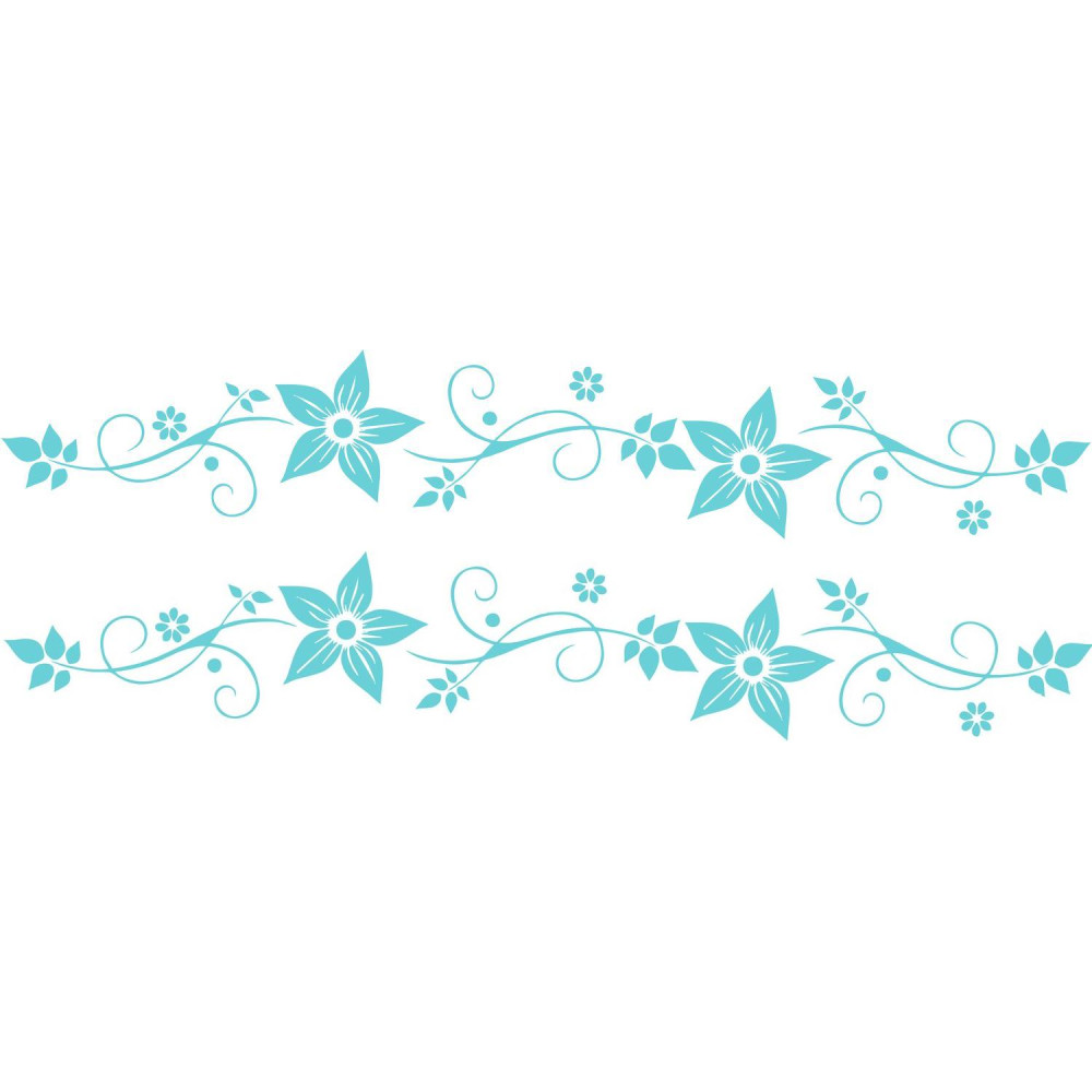 Bicikli matrica, virágos, türkiz (fehér biciklire) - 2 db