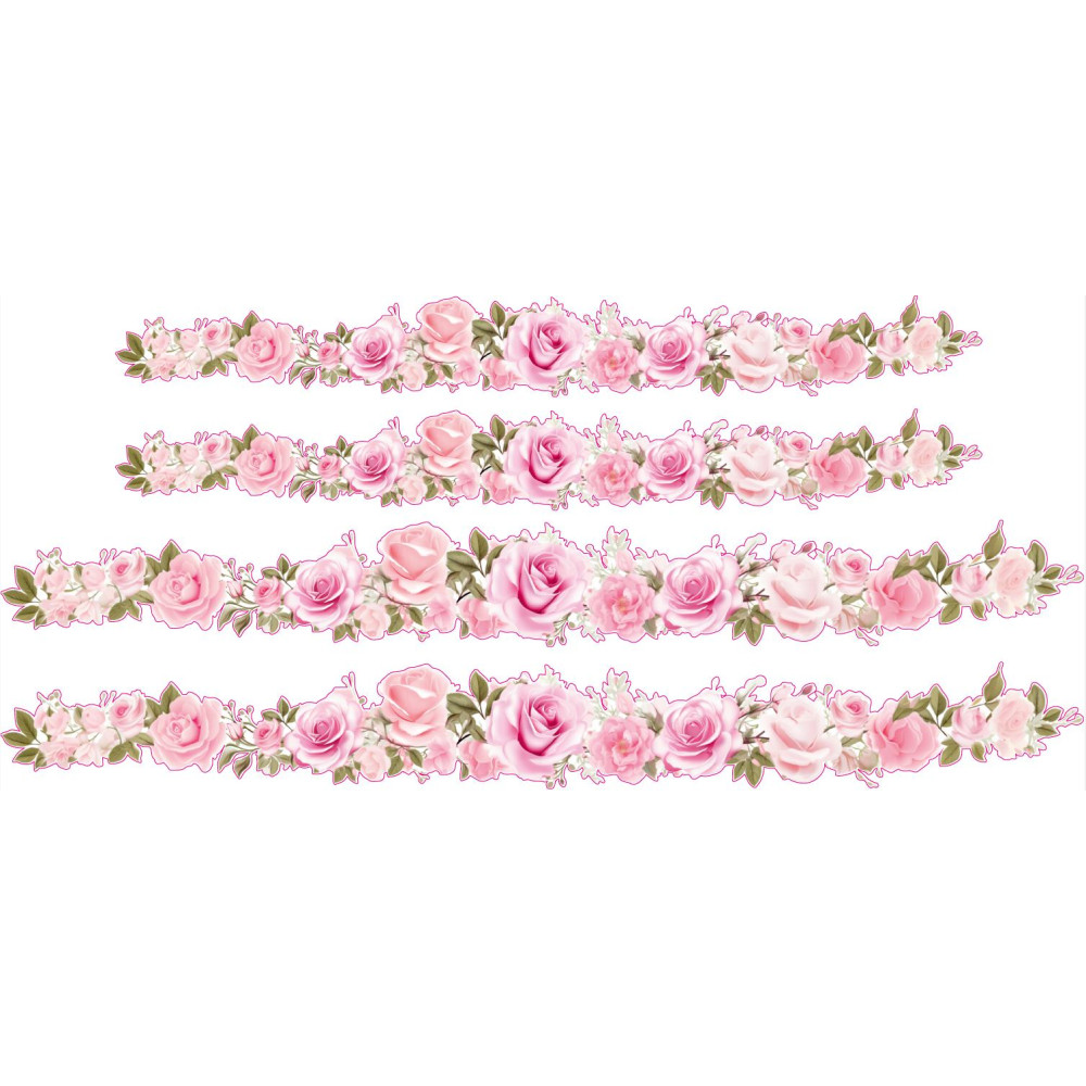 Pasztell rózsaszín rózsás női kerékpár matrica - 4 db-os szett