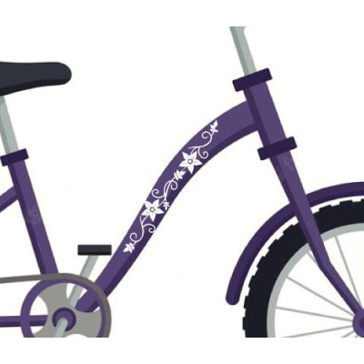 Női fehér-fekete virágos kerékpár matrica (PRÉMIUM) - 2 db