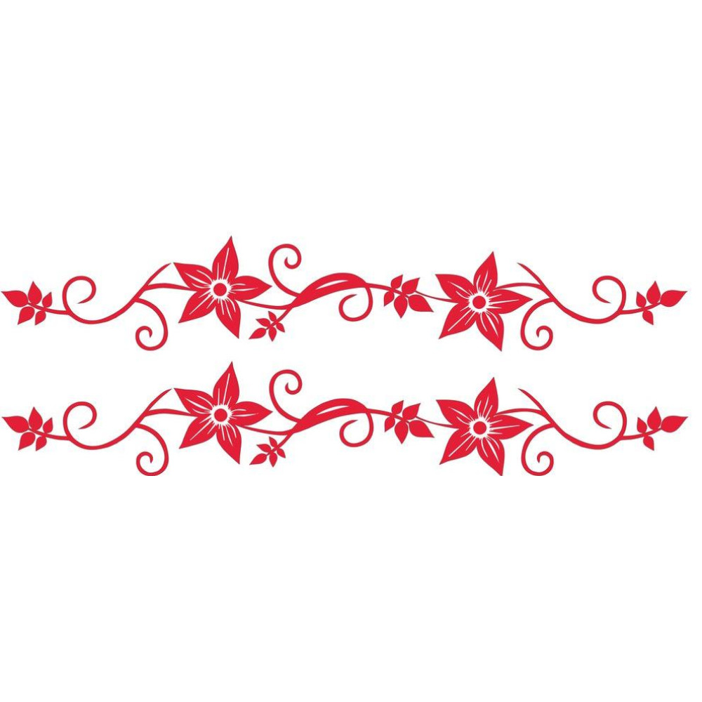 Női piros virágos kerékpár matrica PRÉMIUM) - 2 db