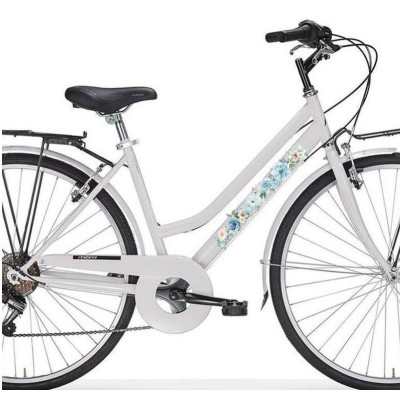 Kék barack-sárga virágos női kerékpár matrica - 4 db-os szett